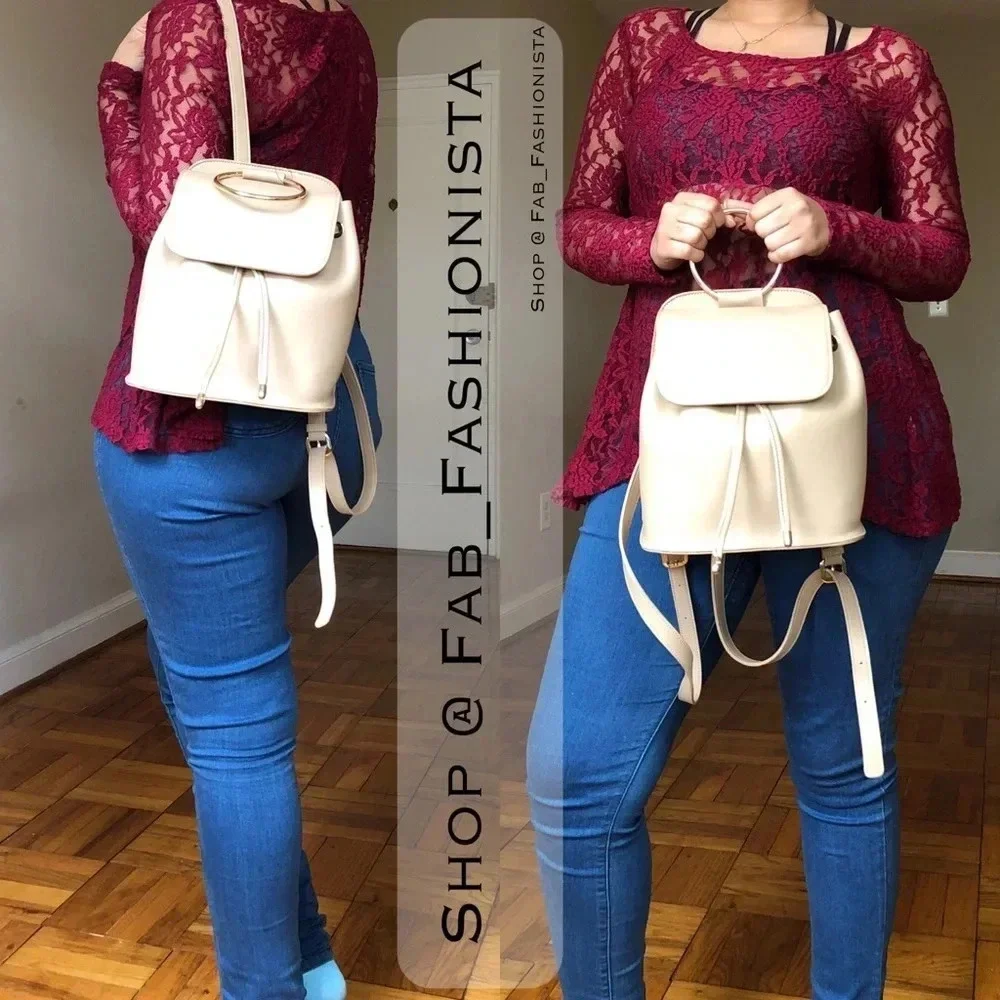 Vegan Leather backpack with gold hardware new